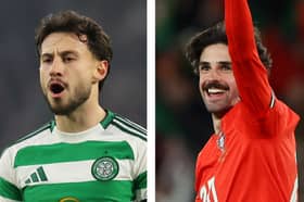 Nicolas Kuhn (left) Sporting Lisbon winger Francisco Trincao