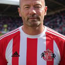 A mock-up image of Alan Shearer wearing a Sunderland shirt