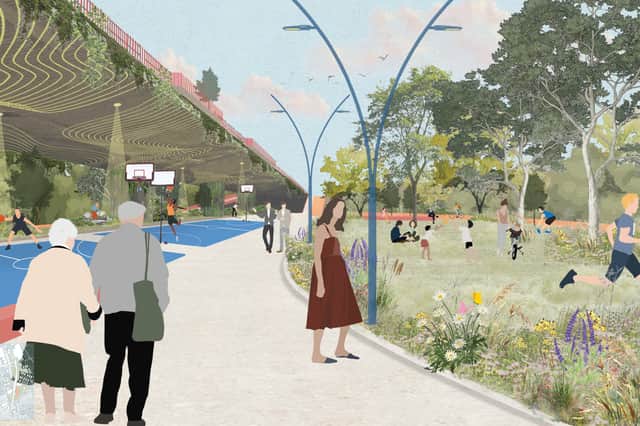 Another of the winning designs in the Farrell Centre's Gateshead Flyover redesign contest