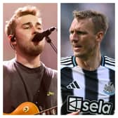 Sam Fender (left) and Newcastle United defender Dan Burn