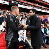 Eddie Howe (left) and Arsenal manager Mikel Arteta