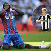 Crystal Palace defender Marc Guehi and Newcastle United forward Anthony Gordon. (Photo credit: Getty Images)