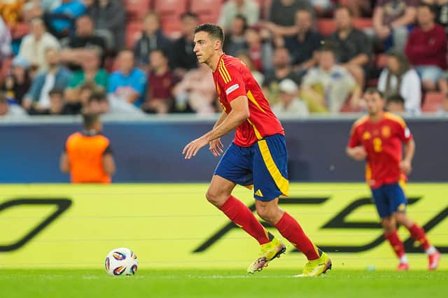 Cesar Tarrega of U21 Spain controls the ball during the UEFA European Under-21 Championship 2025 Quarter-Final match between Spain and England at A. Malatinsky Stadium on June 21, 2025 in Trnava, Slovakia. (Photo by Christian Hofer/Getty Images)