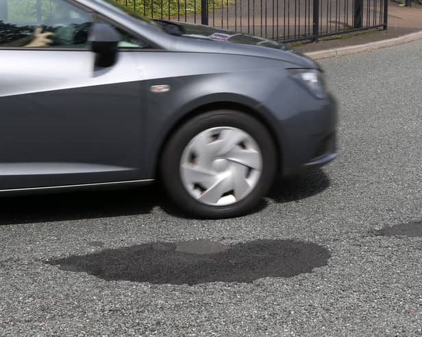 Repaired potholes on Scotswood Road on Newcastle Upon Tyne