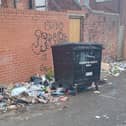 A back lane behind Ladykirk Road in Benwell, covered in rubbish just 24 hours after being cleaned by council staff