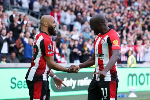 Bryan Mbeumo (left) and Brentford teammate Yoane Wissa