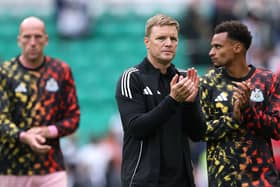 Eddie Howe Head Coach of Newcastle reacts after the pre-season friendly match between Celtic and Newcastle United at Celtic Park on July 19, 2025 in Glasgow, Scotland. (Photo by Stu Forster/Getty Images)