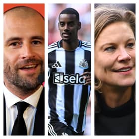 Paul Mitchell (left), Alexander Isak (centre) and Amanda Staveley