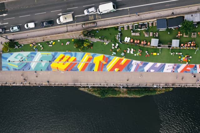 A birds eye view of the street art