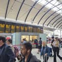 The new ticket office kiosk at Newcastle Central railway station