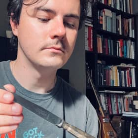 Joseph O'Donnell pictured with the lunch knife which is for sale.