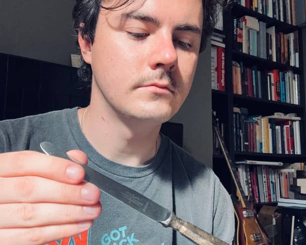 Joseph O'Donnell pictured with the lunch knife which is for sale.