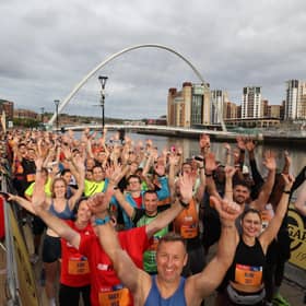 Picture shows runners at the start of the AJ Bell Great North 5k.