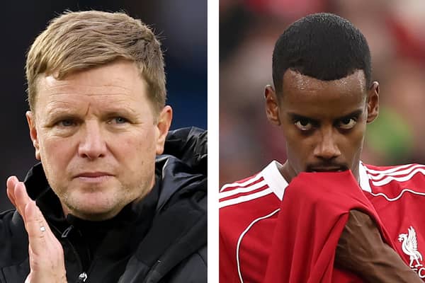 Eddie Howe (left) and Liverpool flop Alexander Isak.