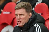Newcastle United's English head coach Eddie Howe reacts ahead of the English Premier League football match between Sunderland and Newcastle United at The Stadium of Light in Sunderland in north east England on December 14, 2025. (Photo by ANDY BUCHANAN / AFP via Getty Images) 