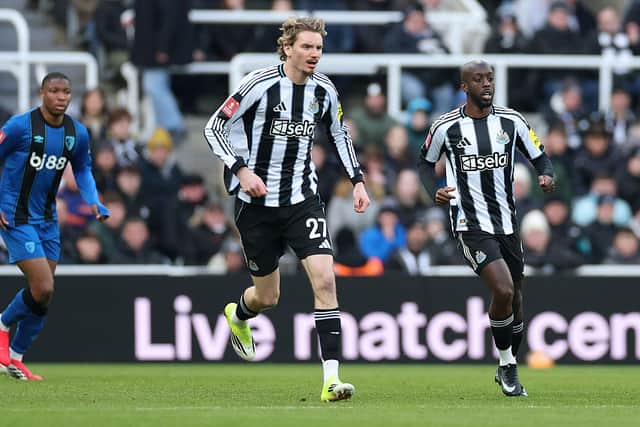 Nick Woltemade (c) and Yoane Wissa of Newcastle United on the field together for the first time during the Emirates FA Cup Third Round match between Newcastle United and AFC Bournemouth on January 10, 2026 in Newcastle upon Tyne, England. (Photo by Stu Forster/Getty Images)
