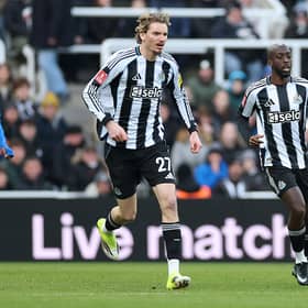 Nick Woltemade (c) and Yoane Wissa of Newcastle United on the field together for the first time during the Emirates FA Cup Third Round match between Newcastle United and AFC Bournemouth on January 10, 2026 in Newcastle upon Tyne, England. (Photo by Stu Forster/Getty Images)