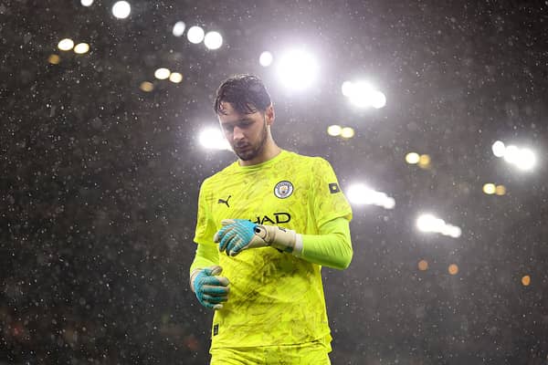 James Trafford of Manchester City during the Carabao Cup Quarter Final match between Manchester City and Brentford at Etihad Stadium on December 17, 2025 in Manchester, England. (Photo by Dan Mullan/Getty Images)