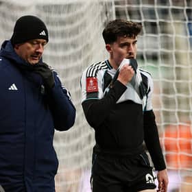 Tino Livramento of Newcastle United reacts as he leaves the pitch following an injury during the Emirates FA Cup Third Round match between Newcastle United and AFC Bournemouth at St James' Park on January 10, 2026 in Newcastle upon Tyne, England.