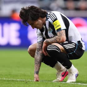 Sandro Tonali pictured in action for Newcastle United last night.