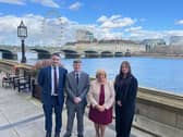 Apprentices Tom Hall and Skye Gallon with Mary Glindon MP at the Houses of Parliament.