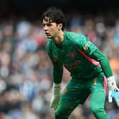 James Trafford of Man City during the Emirates FA Cup Quarter Final match between Manchester City and Liverpool on April 04, 2026 in Manchester, England. (Photo by Michael Regan/Getty Images)