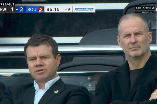 Ross Wilson (left) and David Hopkinson watch Newcastle United's defeat to Bournemouth.