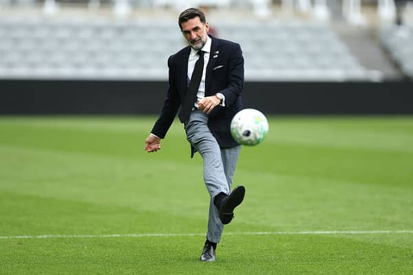 Yasir Al-Rumayyan, Chairman of Newcastle United in action on the pitch after the Premier League match between Newcastle United and Brighton & Hove Albion at St James' Park on May 02, 2026 in Newcastle upon Tyne, England. (Photo by Stu Forster/Getty Images)