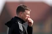 Eddie Howe, Manager of Newcastle United, looks on during a training session ahead of the UEFA Champions League 2025/26 Round of 16 First Leg match between Newcastle United and FC Barcelona at Newcastle United Training Centre on March 09, 2026 in Newcastle upon Tyne, England. (Photo by Stu Forster/Getty Images)
