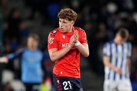 Victor Munoz of CA Osasuna celebrates scoring his team's first goal during the LaLiga EA Sports match between Real Sociedad and CA Osasuna at Reale Arena on March 15, 2026 in San Sebastian, Spain. (Photo by Juan Manuel Serrano Arce/Getty Images)