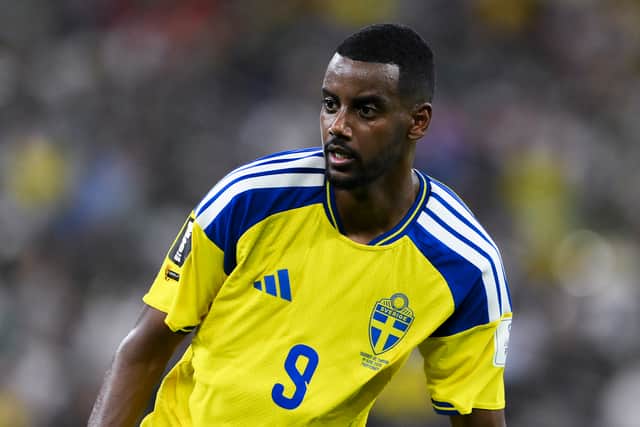 Alexander Isak in action for Sweden.