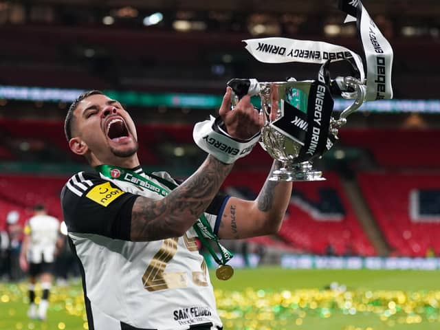 Bruno Guimaraes captained Newcastle to Carabao Cup final victory over Liverpool last season (Owen Humphreys/PA)