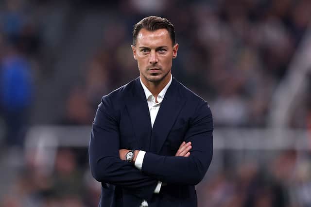 Matthias Jaissle, Manager of Newcastle United, looks on during the Carabao Cup Second Round match between Newcastle United and West Bromwich Albion at St James' Park on August 26, 2026 in Newcastle upon Tyne, England. (Photo by George Wood/Getty Images)