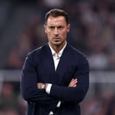 Matthias Jaissle, Manager of Newcastle United, looks on during the Carabao Cup Second Round match between Newcastle United and West Bromwich Albion at St James' Park on August 26, 2026 in Newcastle upon Tyne, England. (Photo by George Wood/Getty Images)