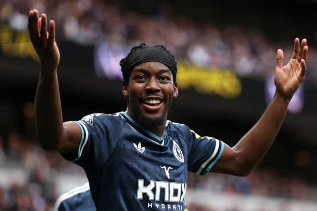 Anthony Elanga celebrates his Newcastle United opener.