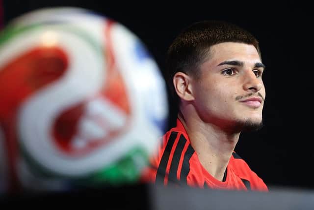 Belgium's Matias Fernandez-Pardo attends a press conference of Belgian national football team as they set to announce a new player for the upcoming 2026 FIFA World Cup at the team's training grounds in Tubize, on May 28, 2026. (Photo by BRUNO FAHY / Belga / AFP via Getty Images) / Belgium OUT