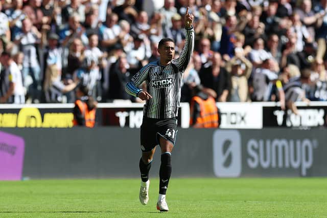 Jacob Ramsey of Newcastle United celebrates scoring his team’s second goal during the Premier League 2026/27 match between Newcastle United and AFC Bournemouth at St James' Park on September 05, 2026 in Newcastle upon Tyne, England. (Photo by Ian MacNicol/Getty Images)