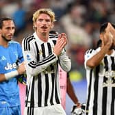 Nick Woltemade of Juventus applauds the fans after the Serie A match between Juventus and AC Milan at Allianz Stadium on September 06, 2026 in Turin, Italy. (Photo by Valerio Pennicino/Getty Images)