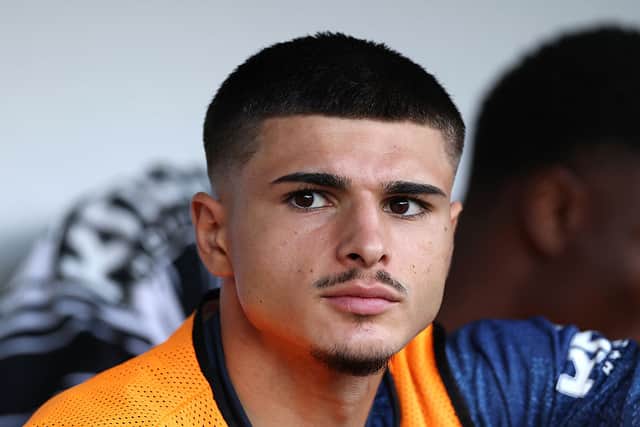 Matias Fernandez-Pardo of Newcastle United looks on from the bench during the Premier League 2026/27 match between Newcastle United and AFC Bournemouth at St James' Park on September 05, 2026 in Newcastle upon Tyne, England. (Photo by Stu Forster/Getty Images)