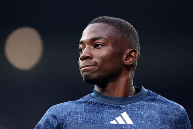 Bazoumana Toure of Newcastle United during the warm up before the Carabao Cup Second Round match between Newcastle United and West Bromwich Albion at St James' Park on August 26, 2026 in Newcastle upon Tyne, England. (Photo by George Wood/Getty Images)
