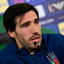 Italy's midfielder #08 Sandro Tonali gives a press conference on the eve of the UEFA Nations League football match (League A, Group A1)  between Turkey and Italy at the Ataturk Sports Complex Matl Stadium in Bursa on September 27, 2026. (Photo by OZAN KOSE / AFP via Getty Images)