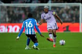 Newcastle United's Brazilian midfielder #07 Joelinton passes the ball during the English Premier League football match between Coventry City and Newcastle United at the Coventry Building Society Arena in Coventry, central England on October 12, 2026. (Photo by Ben Stansall / AFP via Getty Images)
