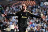 Juventus' German forward #27 Nick Woltemade celebrates scoring his team's first goal during the Europa League round 1 day 2 football match between RC Celta de Vigo and Juventus FC at the Balaidos Stadium in Vigo on October 15, 2026. (Photo by Miguel RIOPA / AFP via Getty Images)
