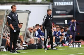 Newcastle United manager Eddie Howe looks on during the pre-season friendly match between Gateshead and Newcastle United at Gateshead International Stadium on July 25, 2026 in Gateshead, England. (Photo by Ed Sykes/Getty Images)