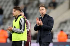 Matthias Jaissle, Manager of Newcastle United, applauds the fans after the Premier League 2026/27 match between Newcastle United and Aston Villa FC at St James' Park on October 17, 2026 in Newcastle upon Tyne, England. (Photo by Stu Forster/Getty Images)