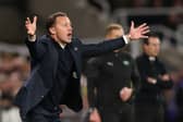 Matthias Jaissle, Manager of Newcastle United, reacts during the Premier League 2026/27 match between Newcastle United and Aston Villa FC at St James' Park on October 17, 2026 in Newcastle upon Tyne, England. (Photo by Stu Forster/Getty Images)