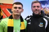 Aidan Harris and Hebburn Town goalkeeper coach Carl Morris (photo Tyler Lopes)