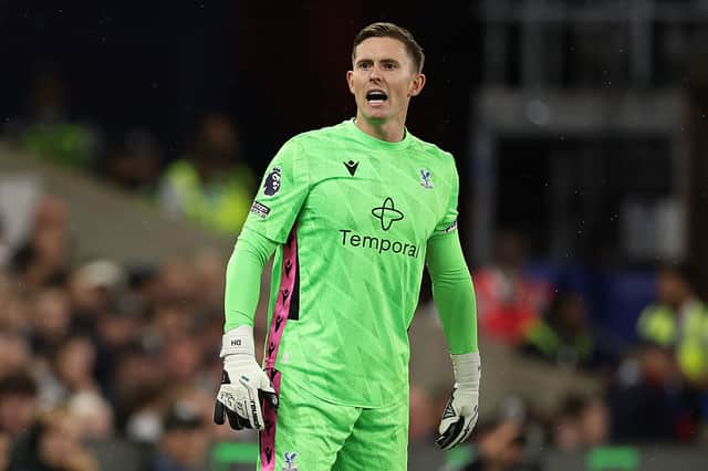 Dean Henderson of Crystal Palace in action during the Premier League 2026/27 match between Crystal Palace FC and Manchester City at Selhurst Park on August 28, 2026 in London, England. (Photo by Richard Heathcote/Getty Images)