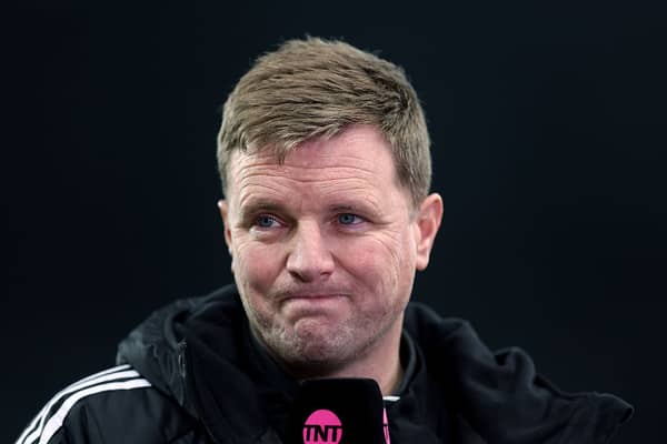 Eddie Howe, Manager of Newcastle United, looks on prior to the Premier League match between Newcastle United and Manchester United at St James' Park on March 04, 2026 in Newcastle upon Tyne, England. (Photo by George Wood/Getty Images)