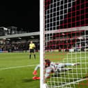 Jay Lynch denies Bruno Guimaraes to help Fleetwood beat Arsenal on penalties (Nick Potts/PA)